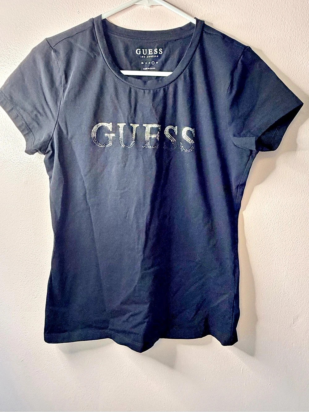 GUESS Logo Short Sleeve Tee in Black Size Large